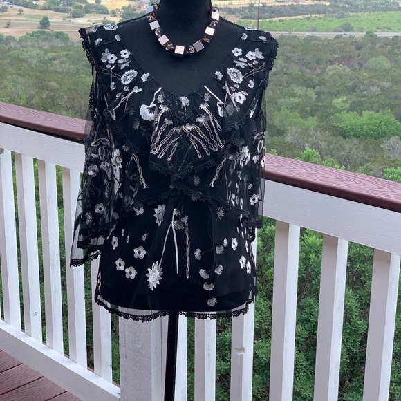 Kobi Halperin Black Embroidery Floral Blouse - Picture 3 of 14